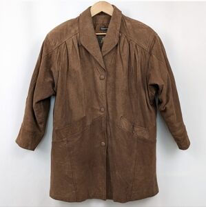 Wilsons Adventure Bound Car Coat Leather Bomber Style 90s Y2K Vintage Brown XL